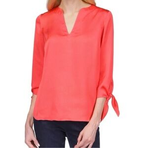 Michael Michael Kors Solid Satin Tie Top Geranium Size S